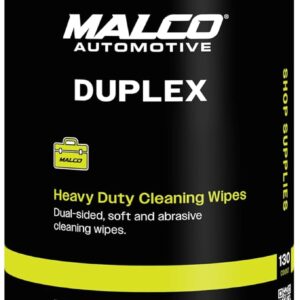 Malco Duplex Heavy Duty Cleaning Wipes for Home and Auto - Dual Sided Textured, Wet Wipes/Removes Grease, Tar, Paint, Oil, Dirt/No Residue/Safe for Hands/Made in USA (130 Wipes)