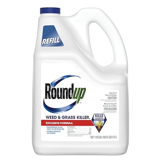 Roundup Weed & Grass Killerâ‚„ Refill, Use in and Around Flower Beds, Trees, Driveways, Walkways & More, 1.25 gal.