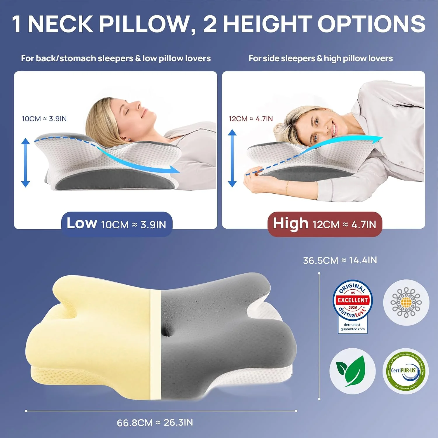 MULISOFT Memory Foam Pillow, Cervical Pillow, Neck Pillow, Ergonomic Pillow - Image 9
