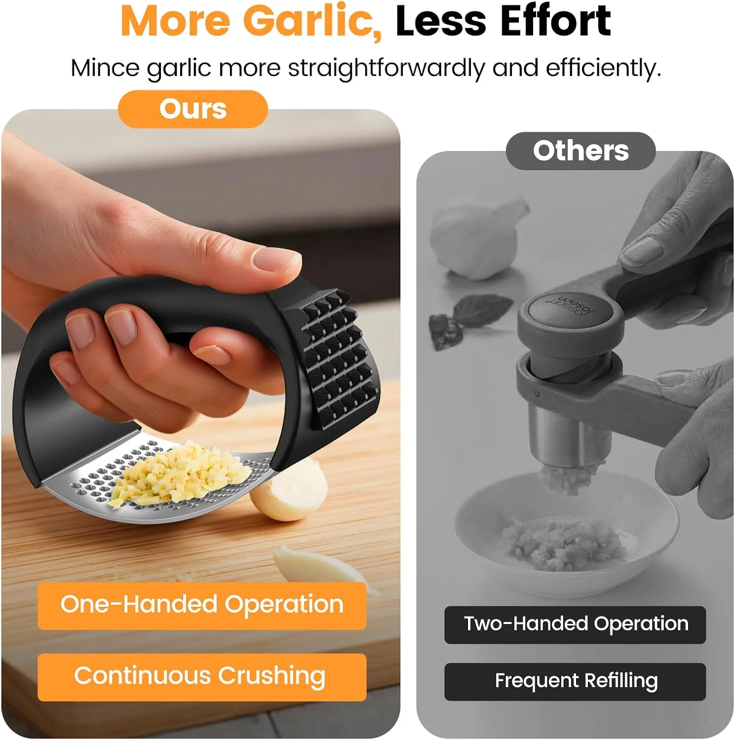 Garlic Press,Stainless Steel Garlic Mincer Crusher,Easy to Use and Clean,Ergonomic Handle,Easy Kitchen Gadget for Effortless Smashing,Kitchen Essentials,Home and Kitchen Utensils Accessories,Cooking - Image 7