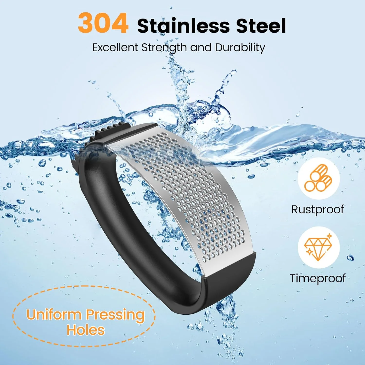 Garlic Press,Stainless Steel Garlic Mincer Crusher,Easy to Use and Clean,Ergonomic Handle,Easy Kitchen Gadget for Effortless Smashing,Kitchen Essentials,Home and Kitchen Utensils Accessories,Cooking - Image 3