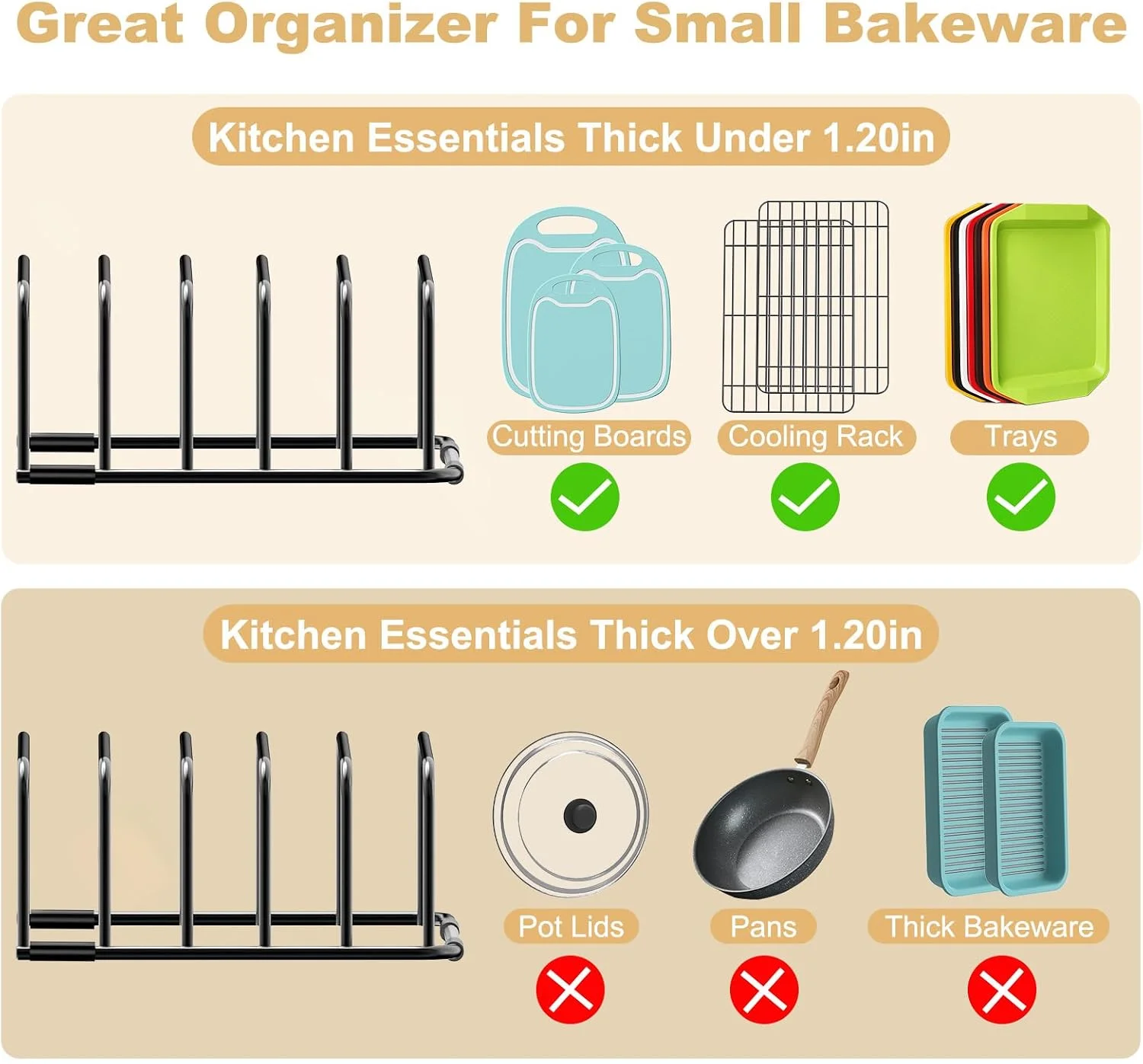 Fikoksol Cutting Board Organizer Storage, Baking Sheet Rack under Cabinet - Image 5