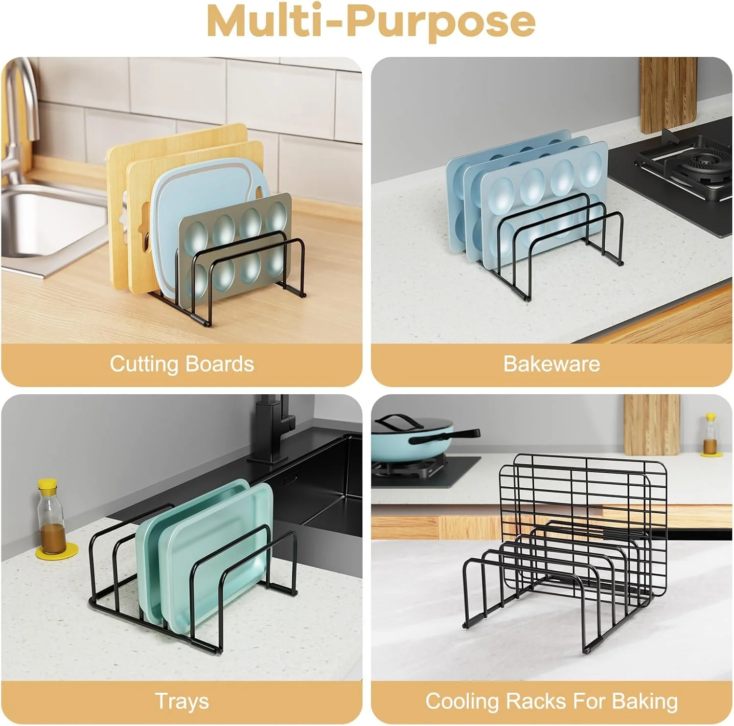Fikoksol Cutting Board Organizer Storage, Baking Sheet Rack under Cabinet - Image 3