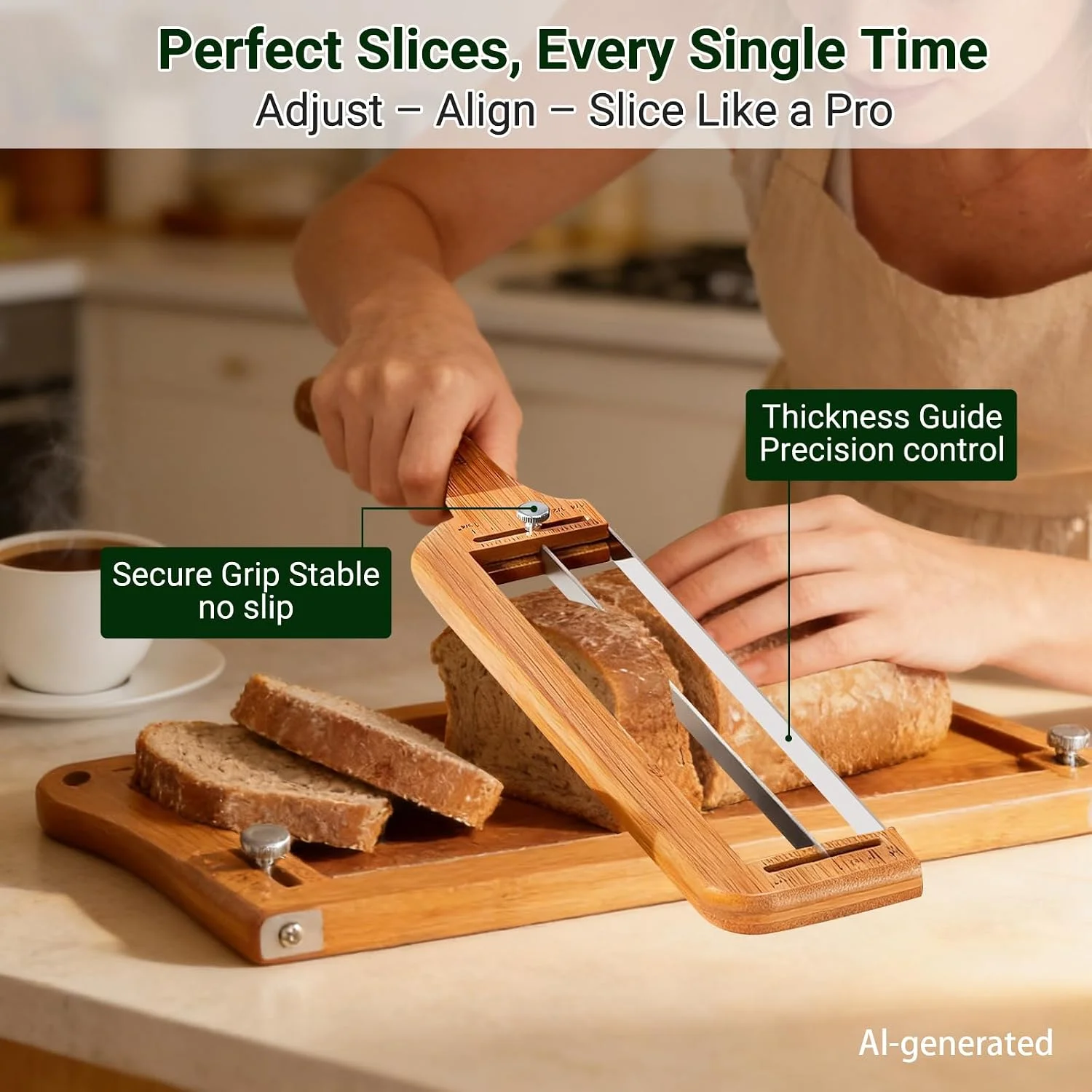 Adjustable Bread Slicer – Serrated Stainless Steel Blade - Image 6