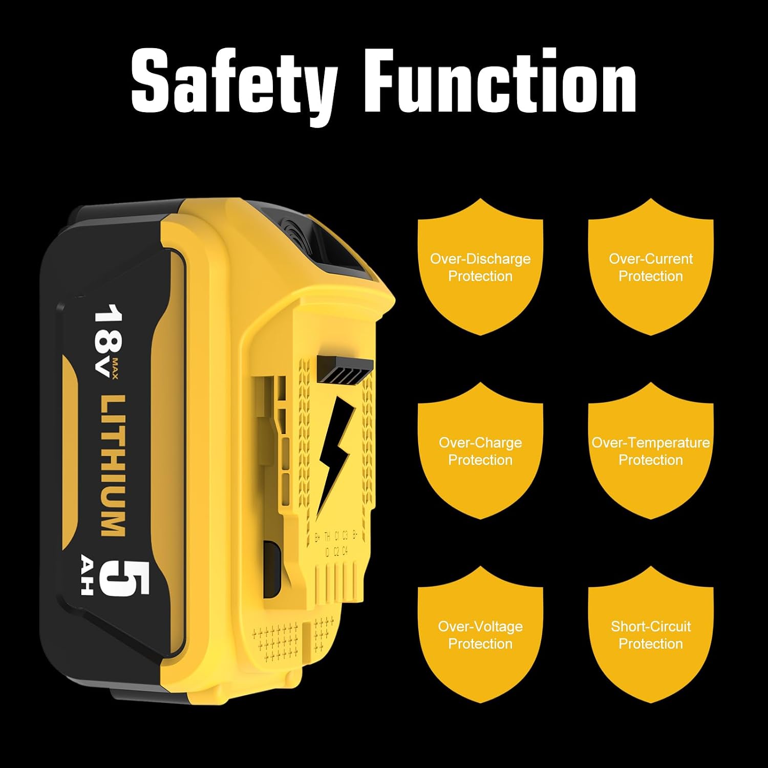 2 X 5000mAh compatible for Dewalt battery 18V compatible for Dewalt battery DCB183-XJ, DCB182-XJ, DCB184-XJ,DCB184B-XJ, DCB184P2-X - Image 4