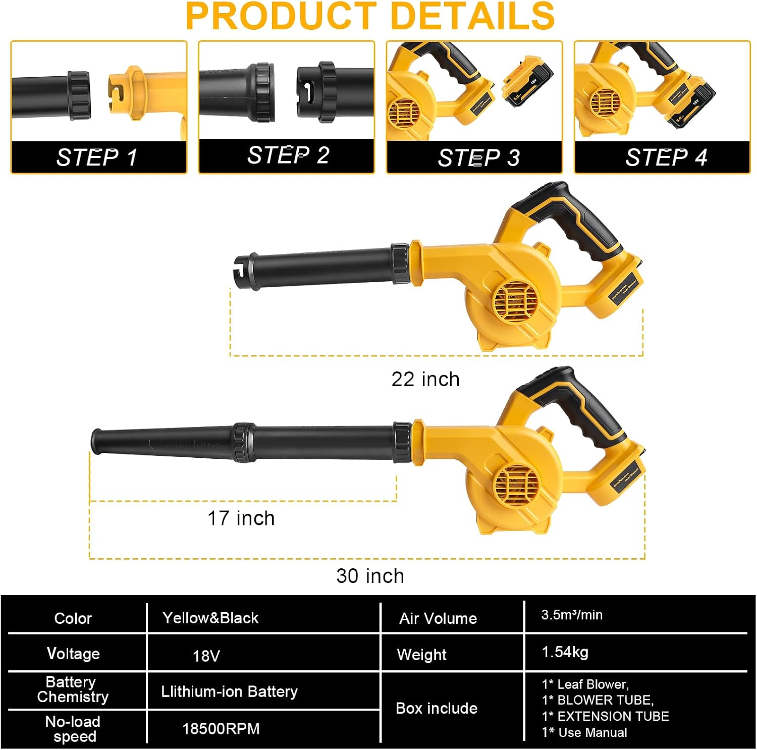 Cordless Air Leaf Blower for Dewalt 18V Battery, Electric Jobsite Blower - Image 6