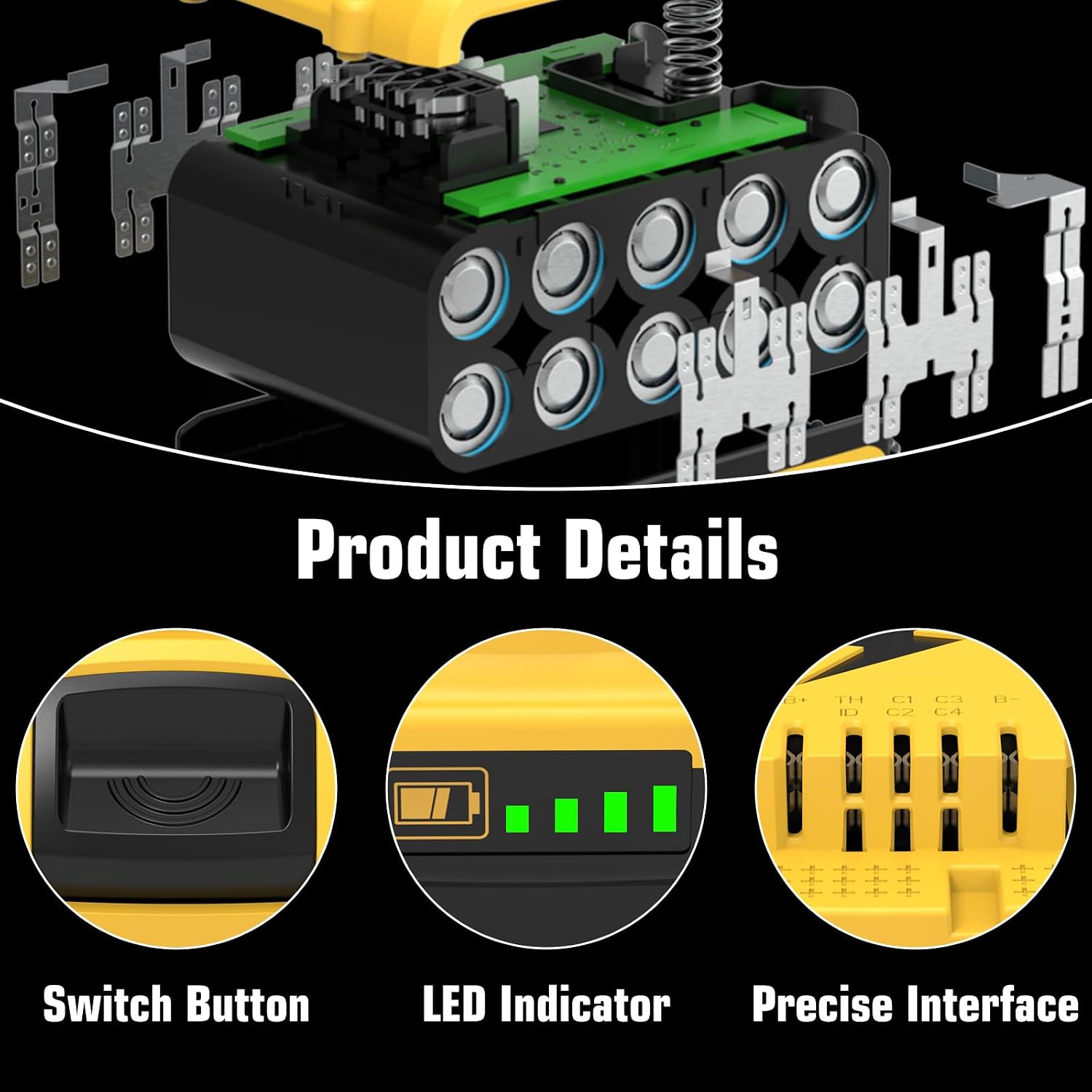 2 X 5000mAh compatible for Dewalt battery 18V compatible for Dewalt battery DCB183-XJ, DCB182-XJ, DCB184-XJ,DCB184B-XJ, DCB184P2-X - Image 6
