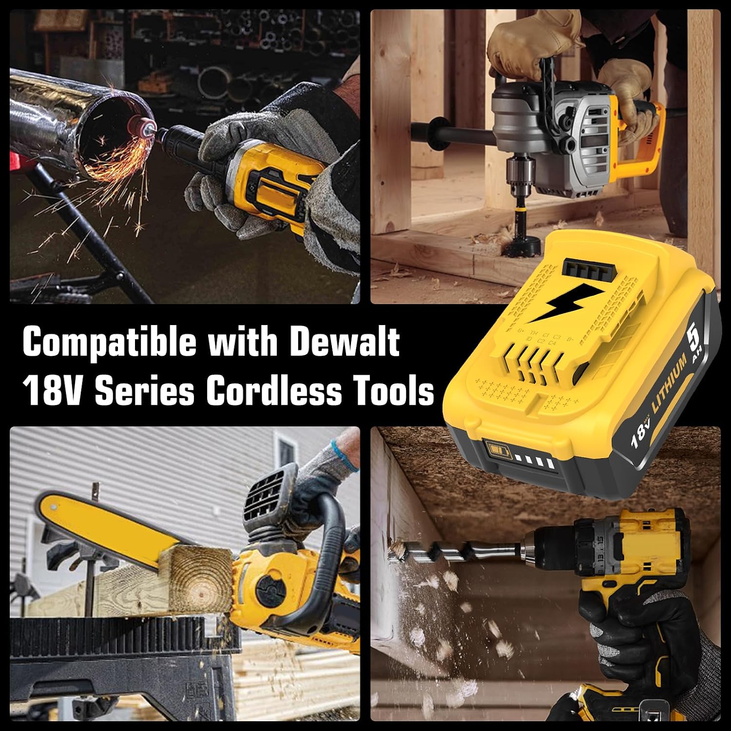 2 X 5000mAh compatible for Dewalt battery 18V compatible for Dewalt battery DCB183-XJ, DCB182-XJ, DCB184-XJ,DCB184B-XJ, DCB184P2-X - Image 2