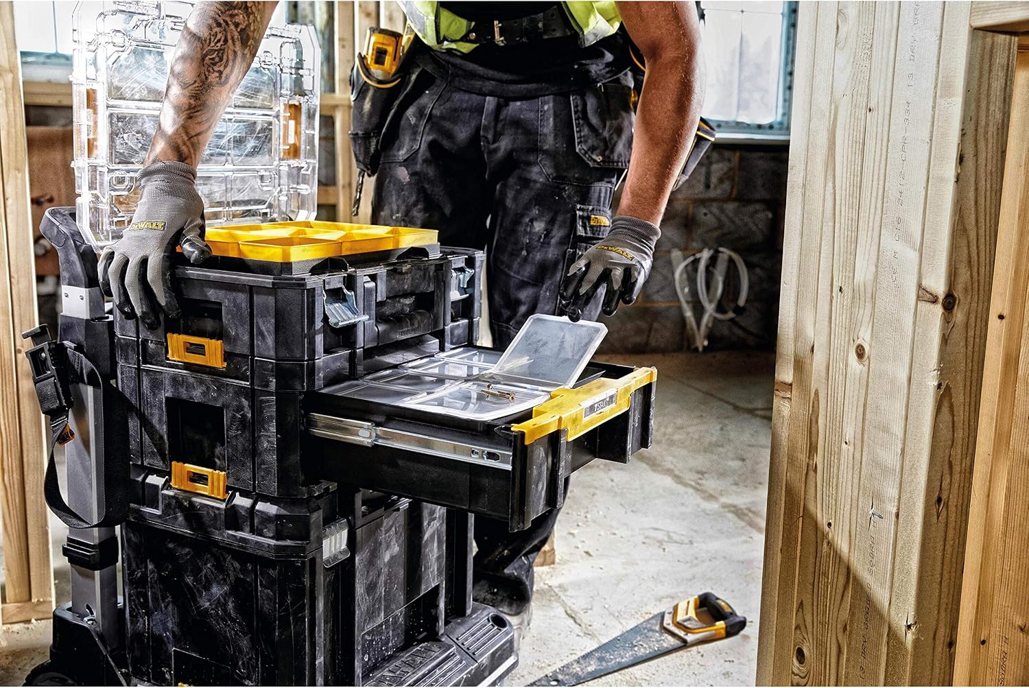 DWST1-70705 T-Stak III Tool Storage Box with Drawer, Yellow/Black - Image 7
